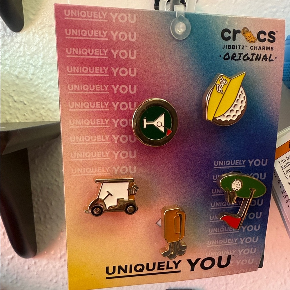 CROCS Golf-Themed Jibbitz Charms - Green, Yellow, Gold - Picture 1 of 1